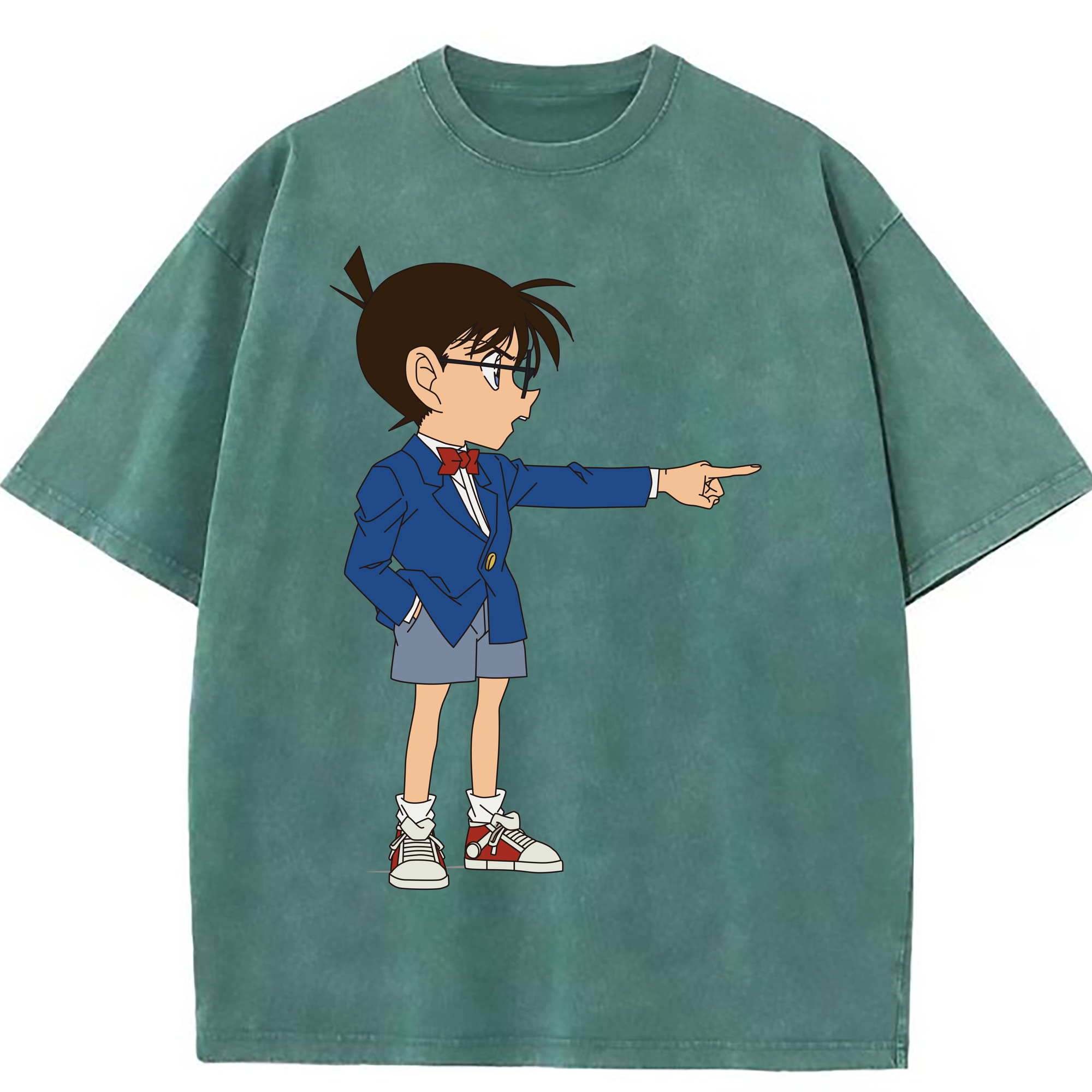 （画像用） 名探偵コナン 江戸川 コナン Detective Conan Conan Edogawa 綿100% ヴィンテージ風 半袖Tシャツ（フロントプリント）